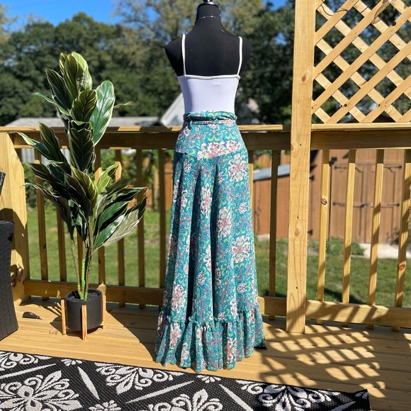 Boho SKIRT by  BISOU BISOU wrap around belt sz M Like New - Picture 7 of 14